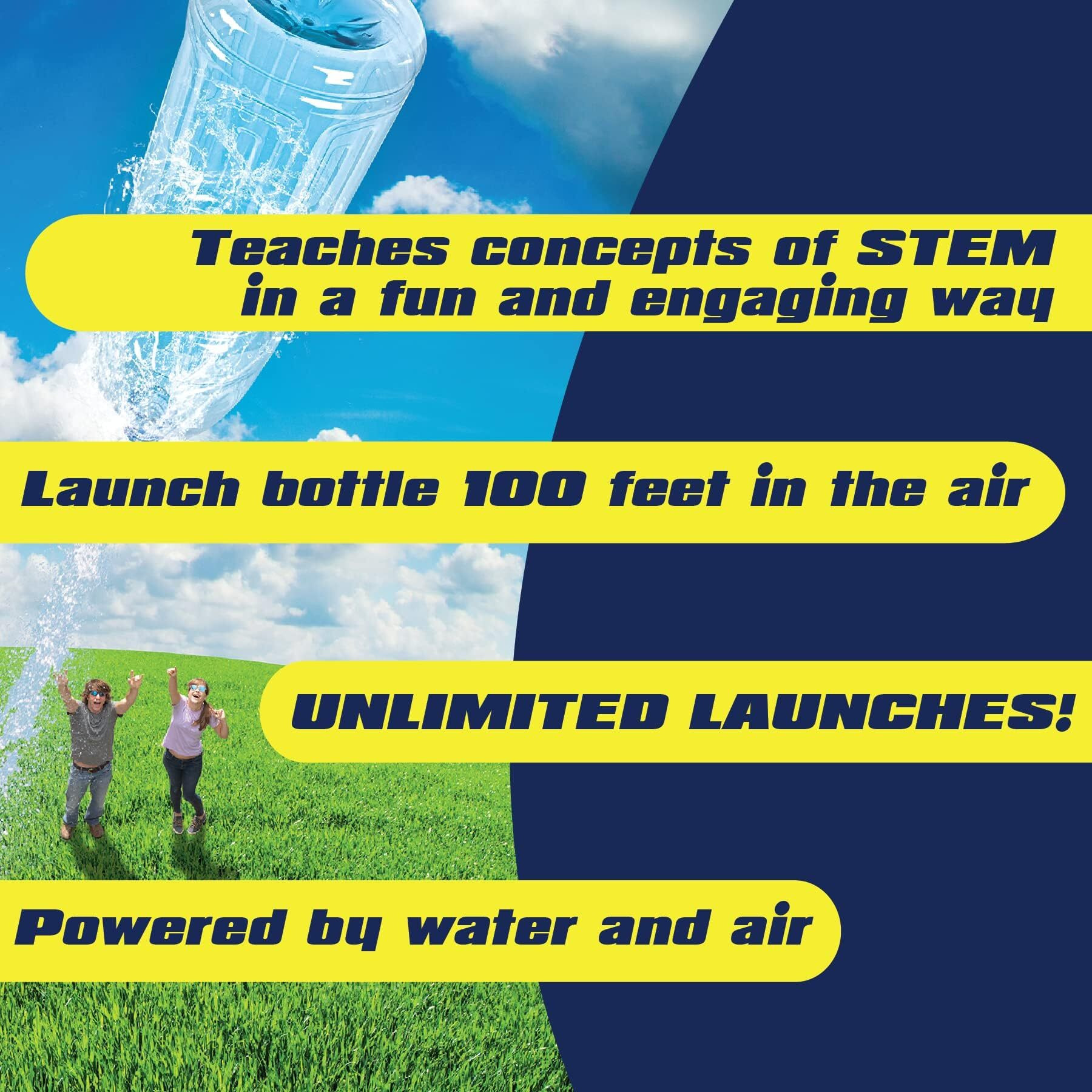 Aquapod The Deluxe Rocket Bottle Launcher Kit - Includes Bottle  And New & Improved 2025 Air Pump - Launches Bottles 100Ft In The Air - Fun Educational Stem Toy- Summer Camp &Outdoors Activity