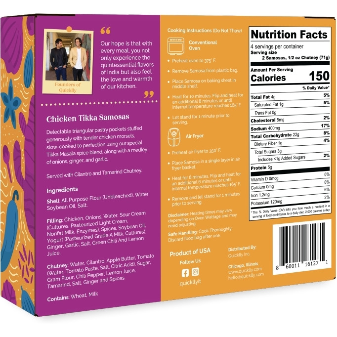 Just By Quicklly Chicken Tikka Samosa - 283 Gm (10 Oz)