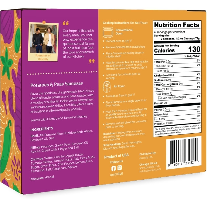 Just By Quicklly Potatoes & Pea Samosa - 283 Gm (10 Oz)