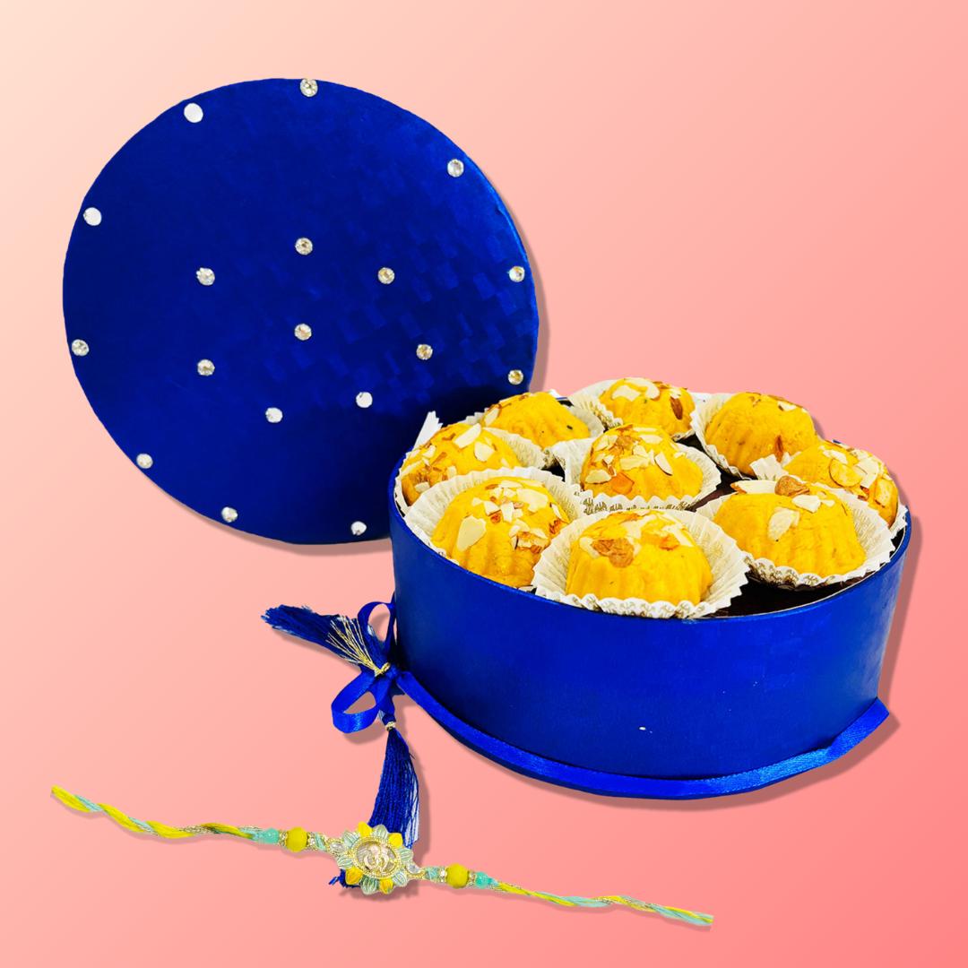Royal Blue Combo - Cashews & Pendas with Rakhi