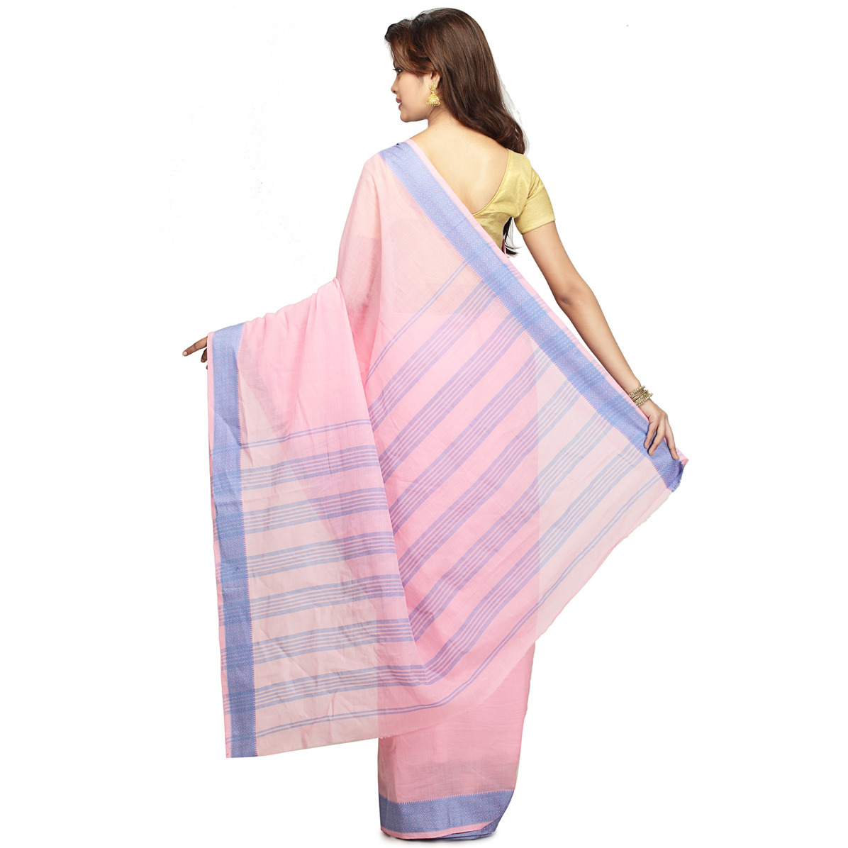 Light Pink Cotton Woven Festival Saree