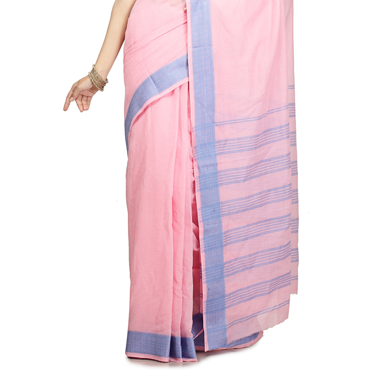 Light Pink Cotton Woven Festival Saree