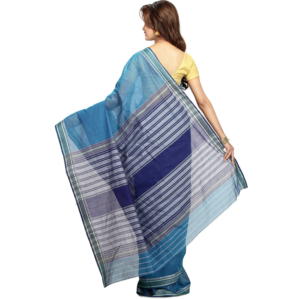 Royal Blue Handloom Cotton Woven Festival Saree