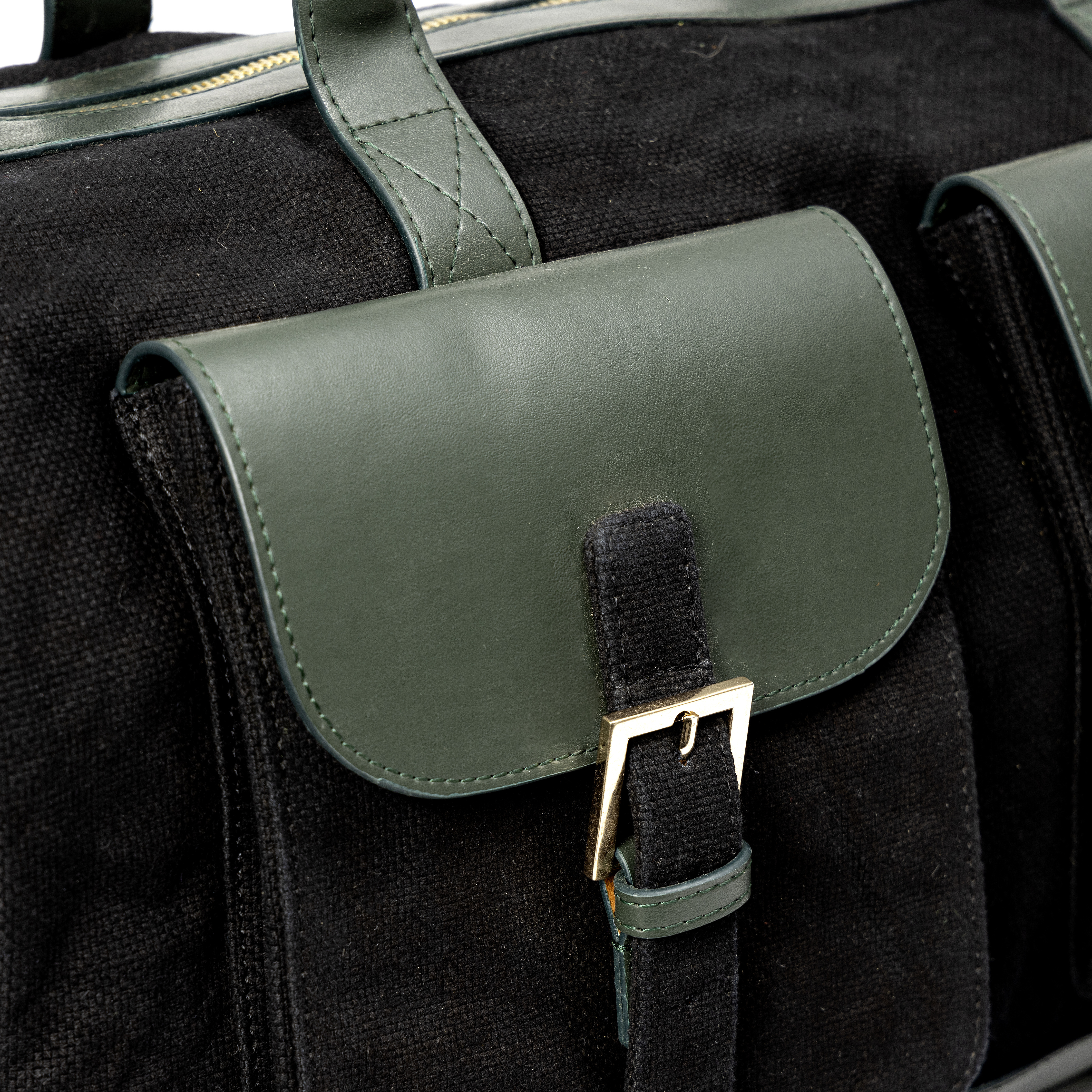 Ajax Vegan Leather Duffle Bag Black & Green