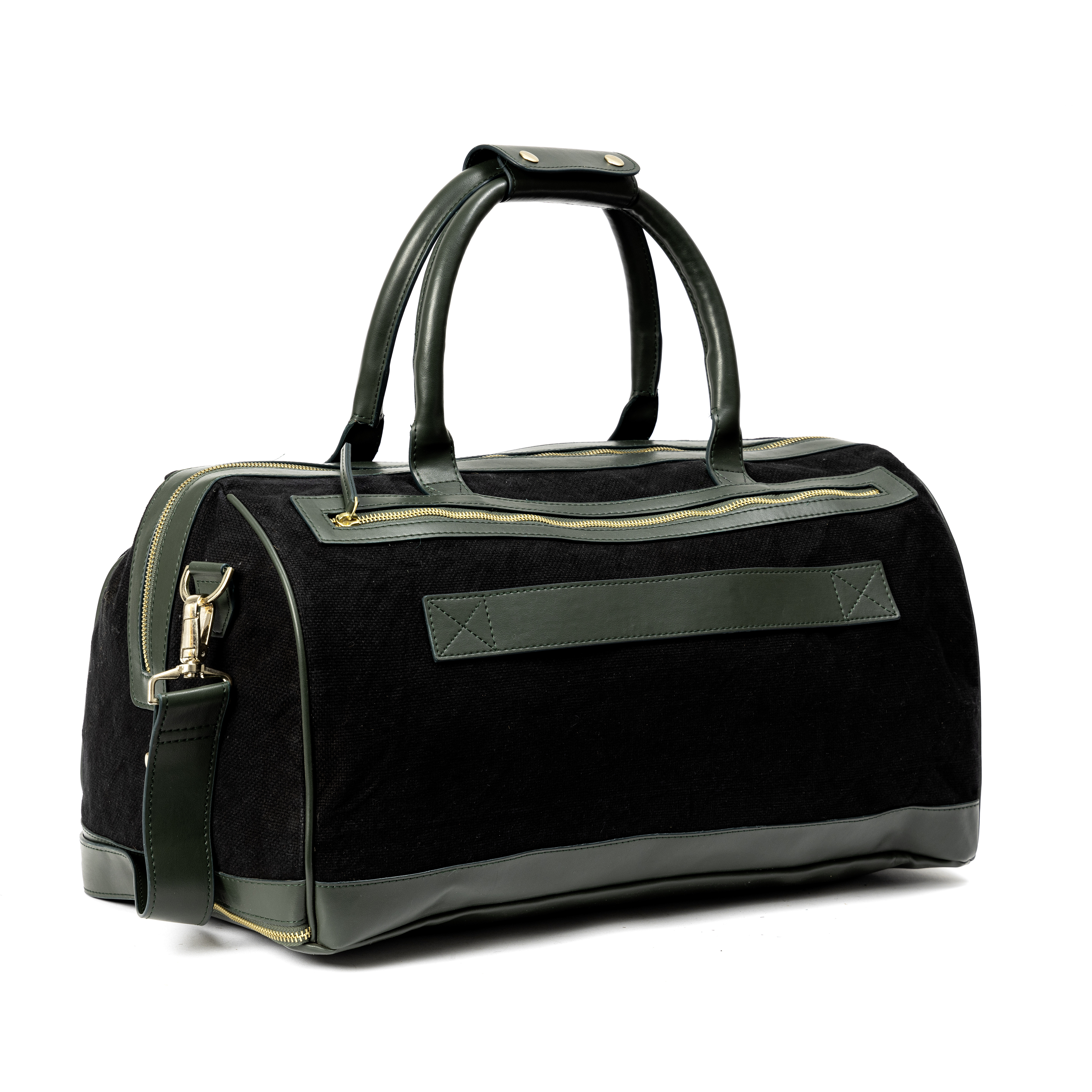 Ajax Vegan Leather Duffle Bag Black & Green