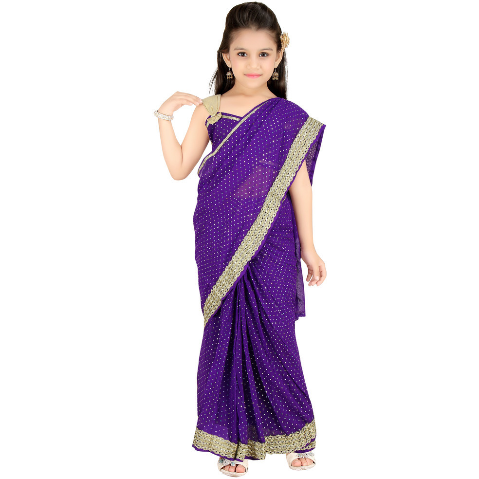 Bhartiya Paridhan Girls Ready To Wear Stitched  Designer Saree With Stitched Blouse