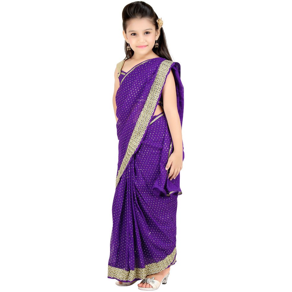 Bhartiya Paridhan Girls Ready To Wear Stitched  Designer Saree With Stitched Blouse
