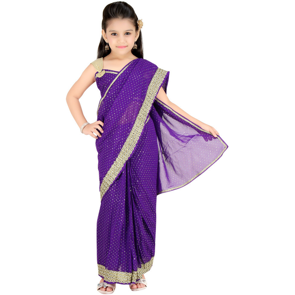 Bhartiya Paridhan Girls Ready To Wear Stitched  Designer Saree With Stitched Blouse