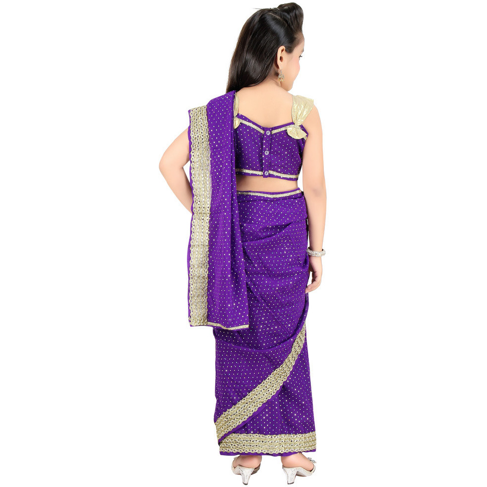 Bhartiya Paridhan Girls Ready To Wear Stitched  Designer Saree With Stitched Blouse
