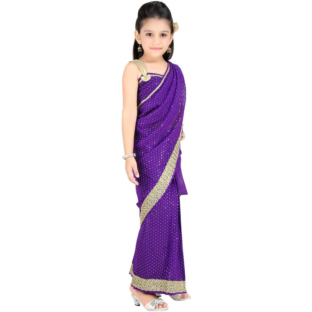 Bhartiya Paridhan Girls Ready To Wear Stitched  Designer Saree With Stitched Blouse