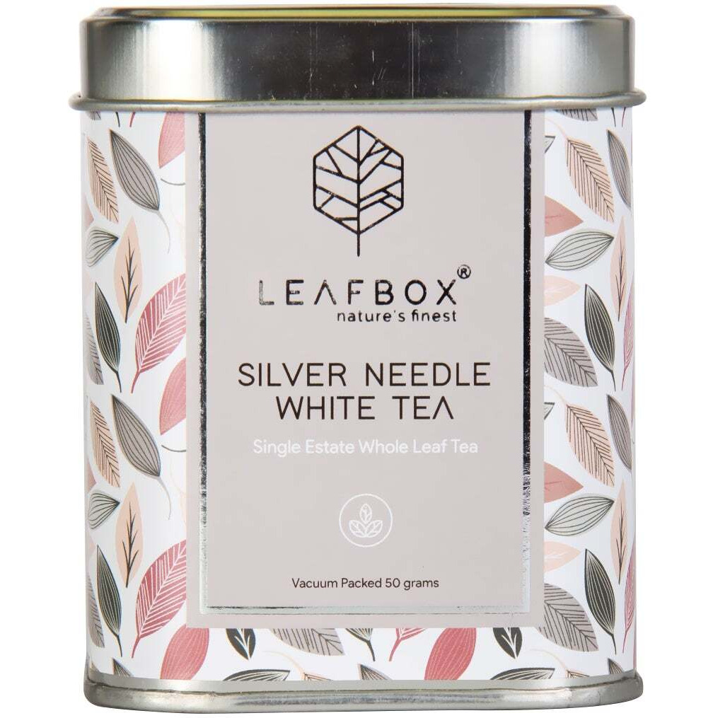 Leaf Box Silver Needle White Loose Leaf Tin Box - 50 Grams