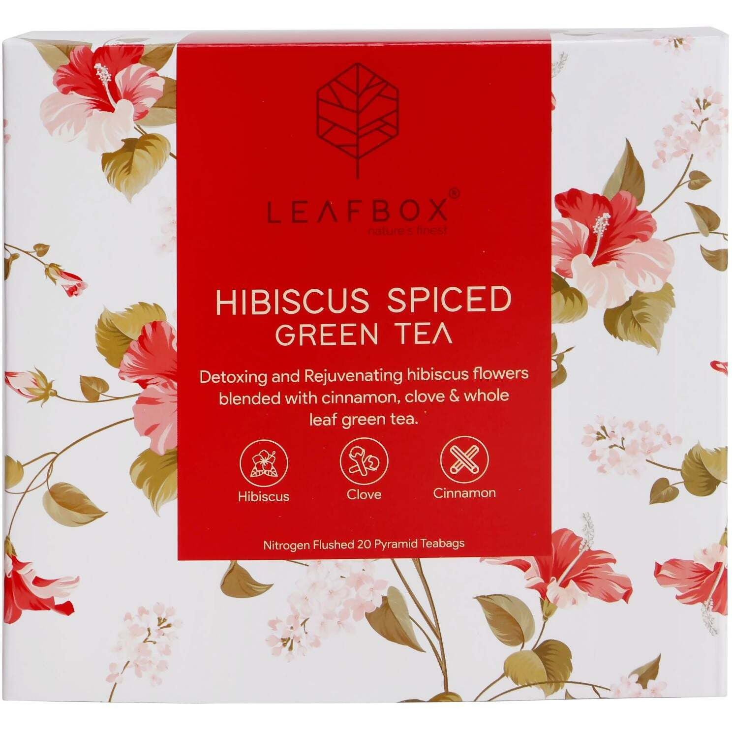 Leaf Box Hibiscus Spices Green Tea - 20 Tea Bags