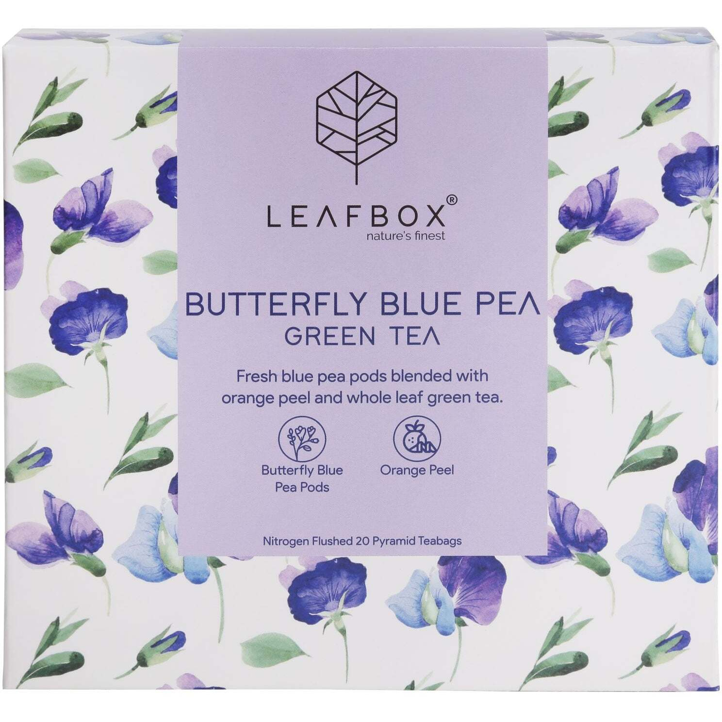 Leaf Box Butterfly Blue Pea Green Tea - 20 Tea Bags