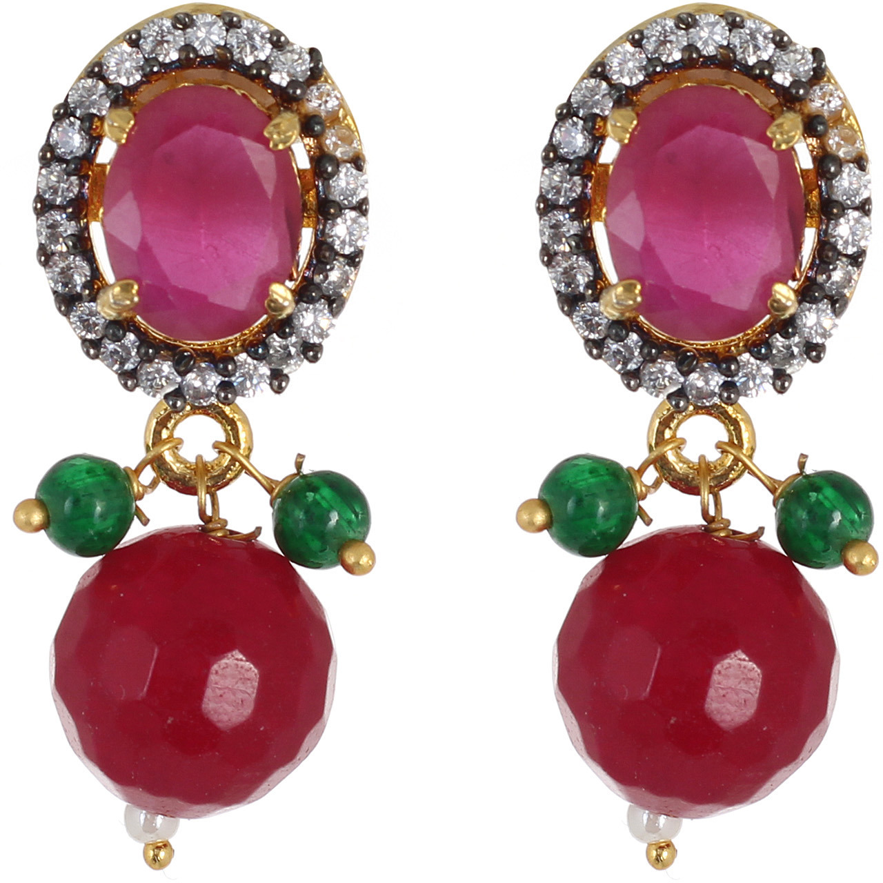 Online Be You Ealing Red Colour Diamond Look Rhodium Plated Be You Ealing Red Colour Diamond Look Rhodium Plated Br Drop Earring For Women