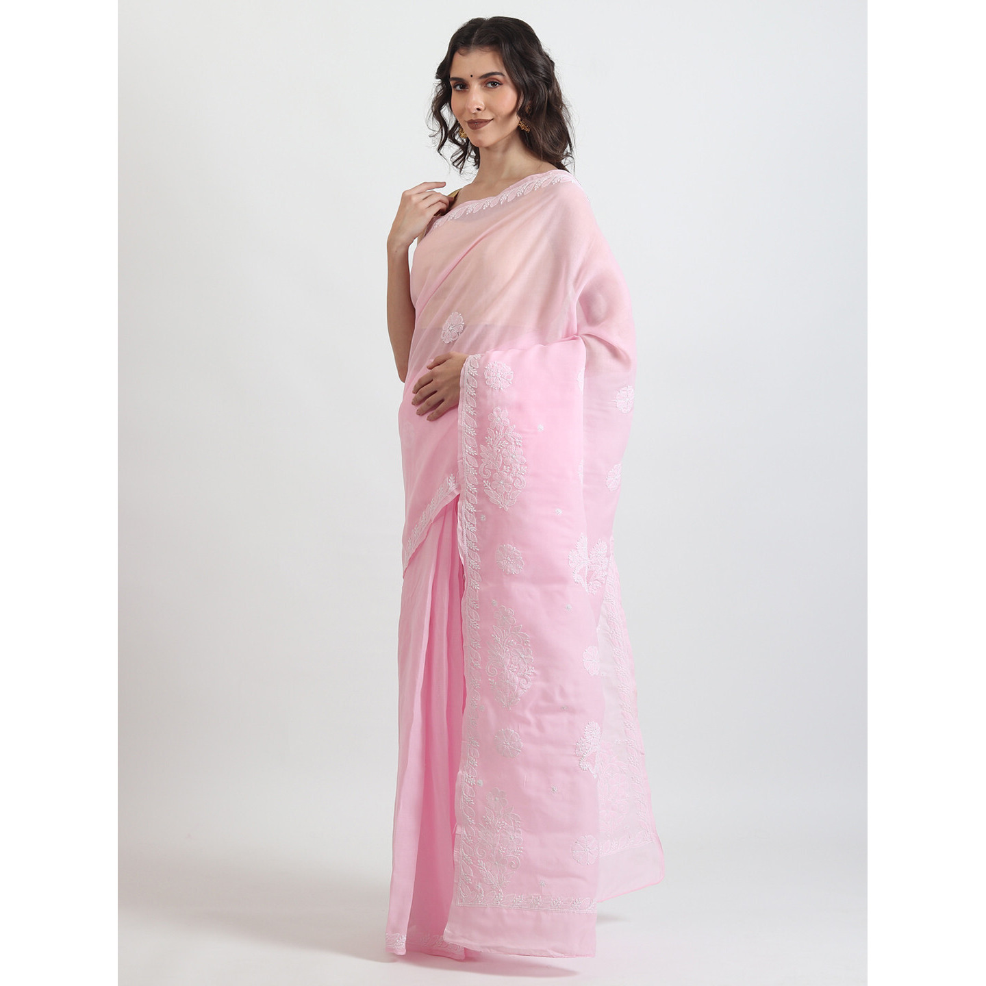 The Weavers Shop By Raavi Pure Cotton Indian Wear Hand Embroidery Chikankari Work Saree
