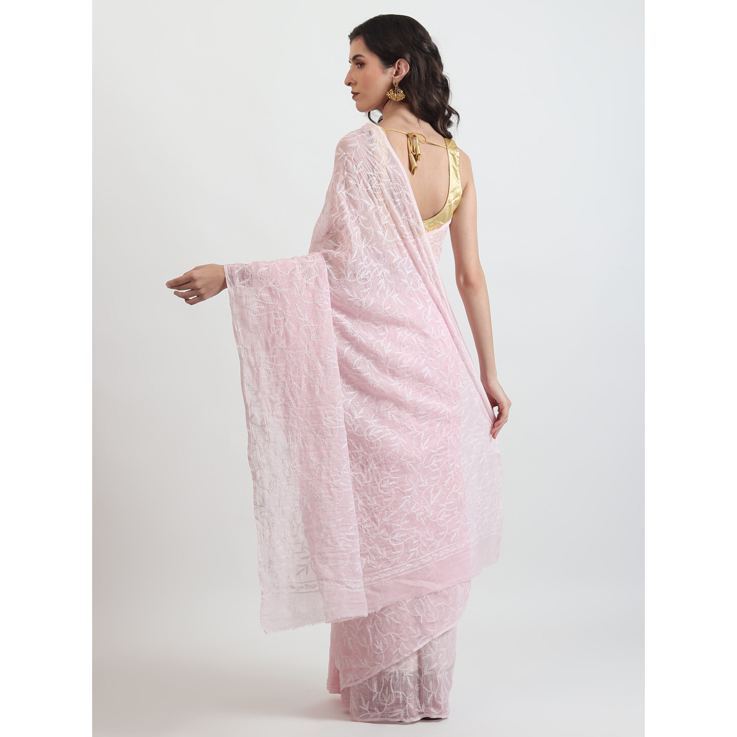 The Weavers Shop By Raavi Kota Work Chikankari Hand Embroidery Saree