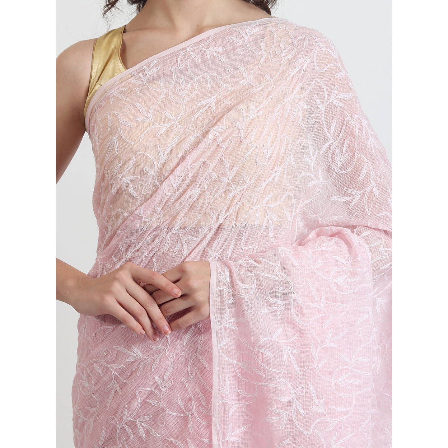 The Weavers Shop By Raavi Kota Work Chikankari Hand Embroidery Saree