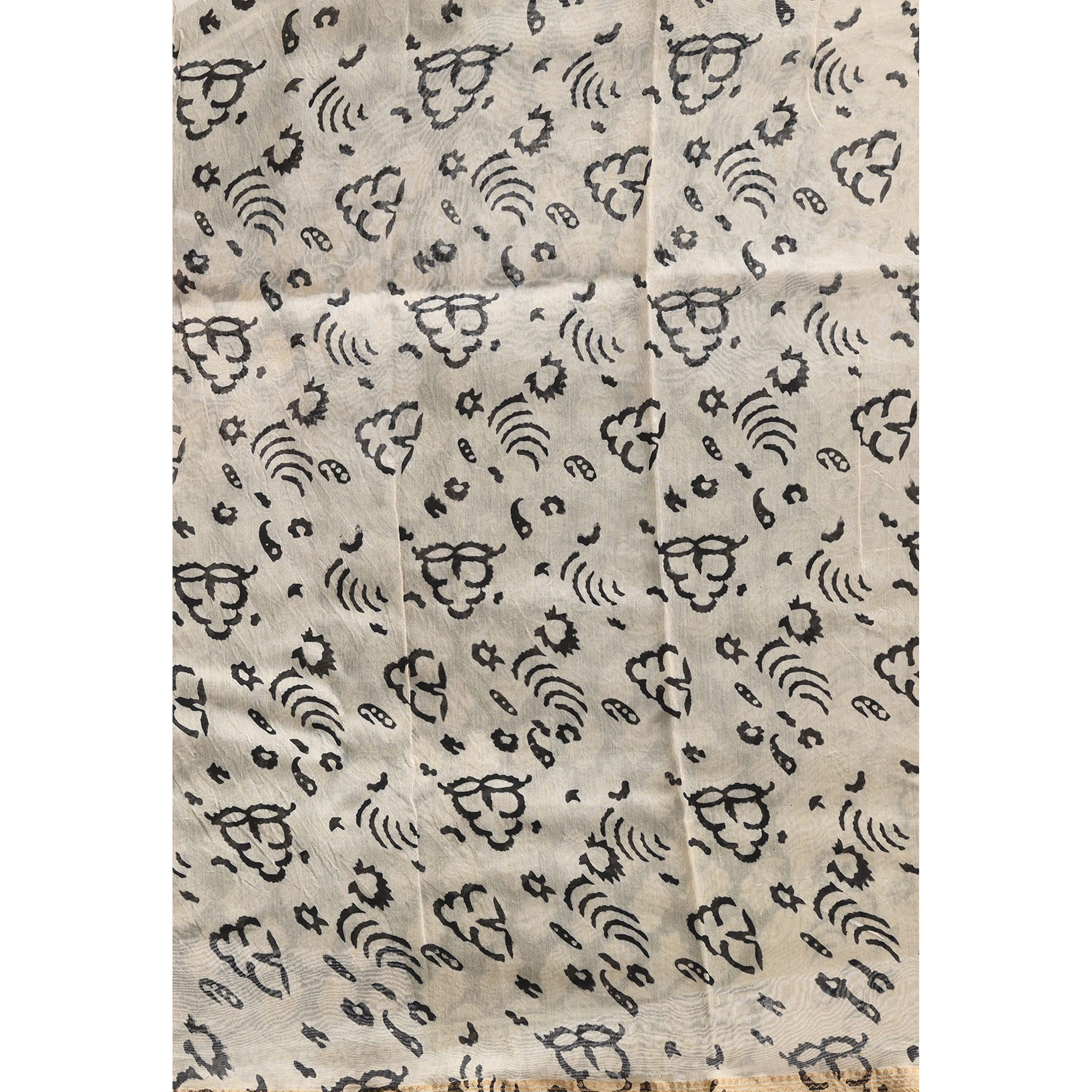 The Weavers Shop By Raavi Hand Block Cotton Printed Silk Black Saree