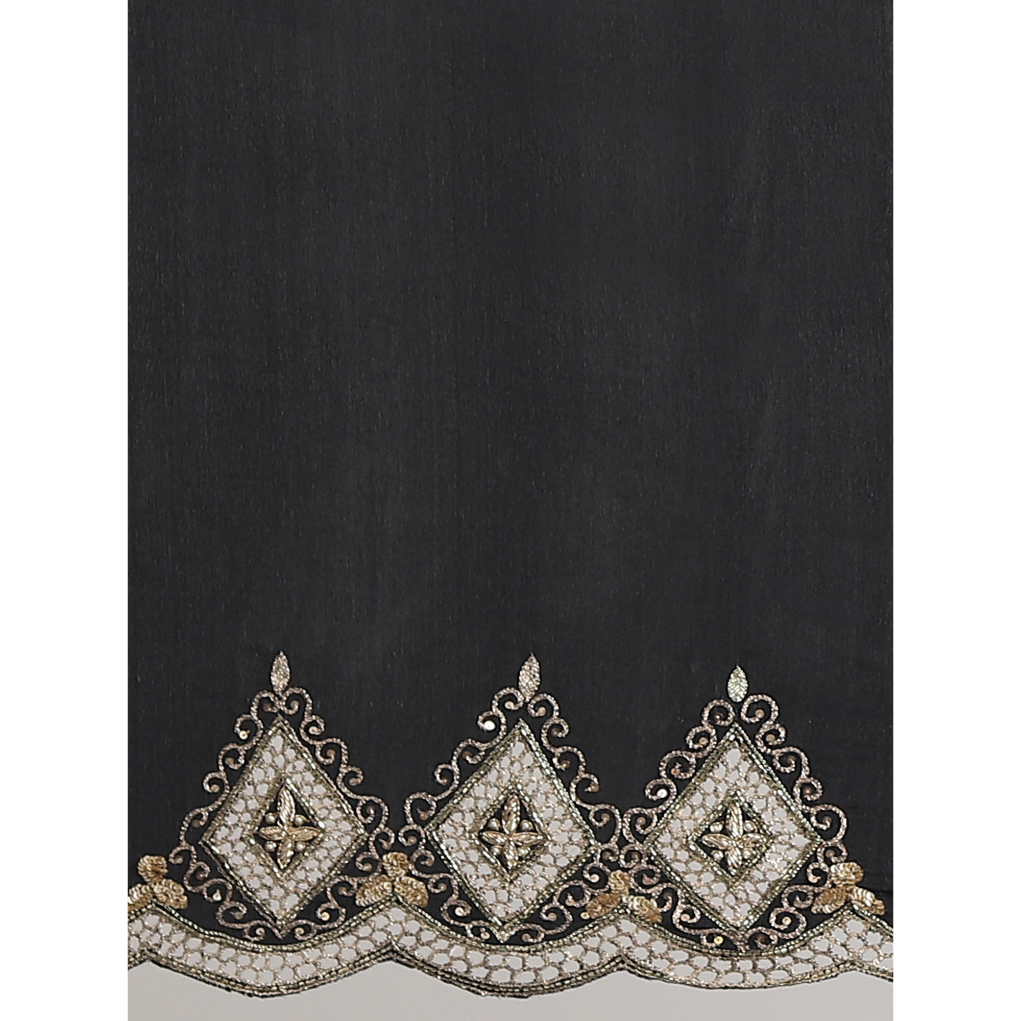 The Weavers Shop By Raavi Pure Georgette Cut Work With Sequin Handwork Embroidered Saree With Unstitched Blouse - Black