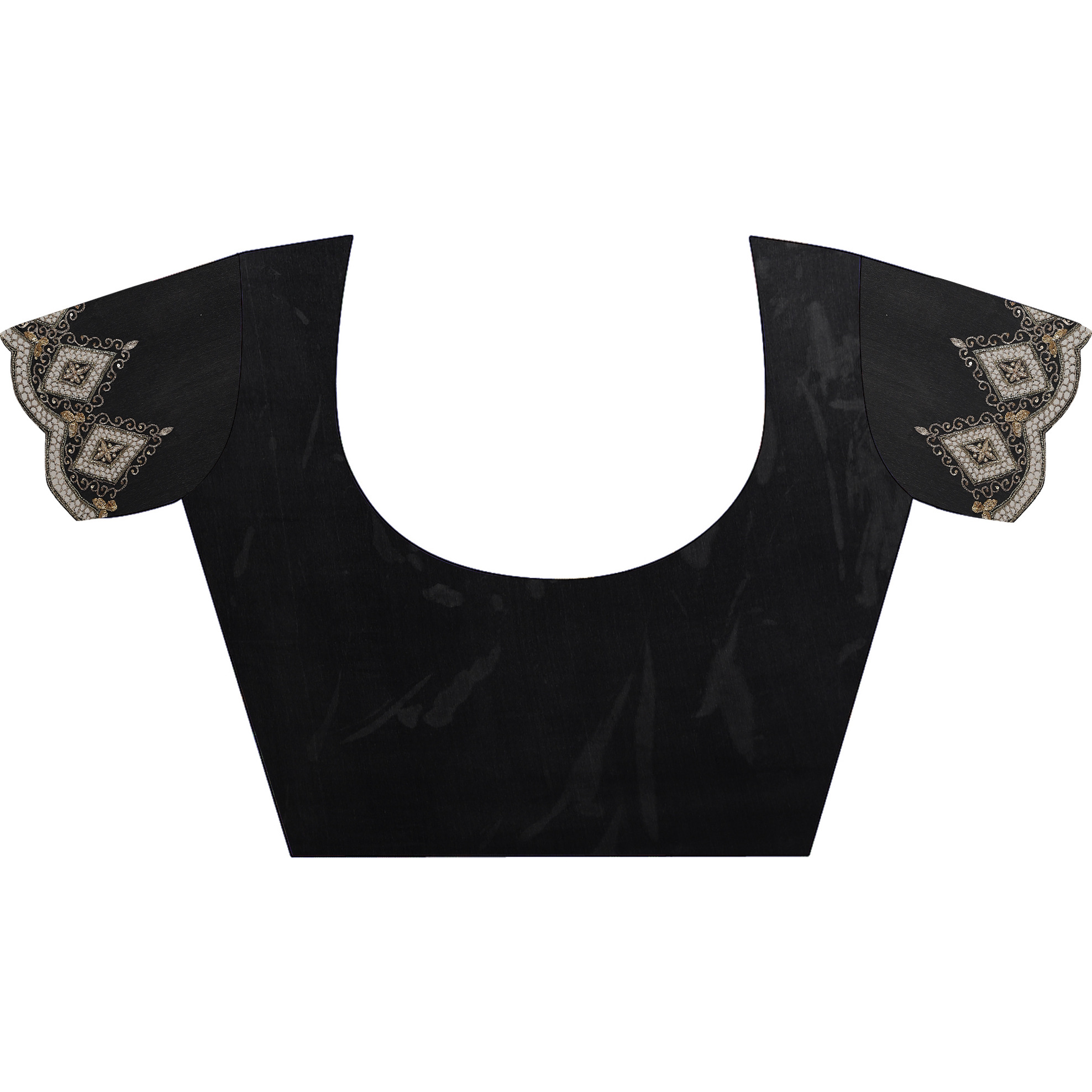The Weavers Shop By Raavi Pure Georgette Cut Work With Sequin Handwork Embroidered Saree With Unstitched Blouse - Black