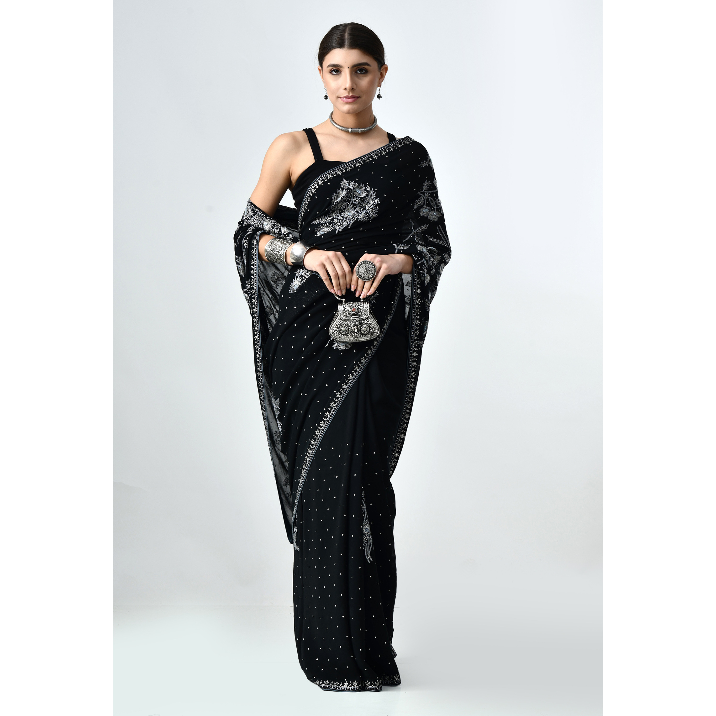 Georgette with Kasab Jaal Tilla Work Saree