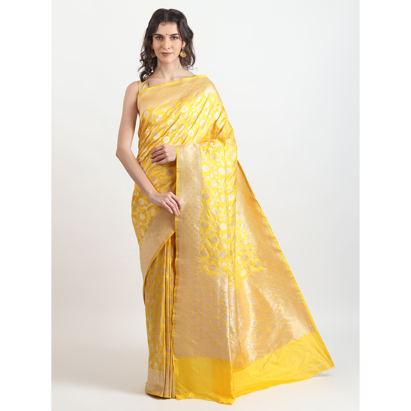 The Weavers Shop By Raavi Brocade Pure Katan Silk Handloom Banarasi Saree With Unstitched Blouse