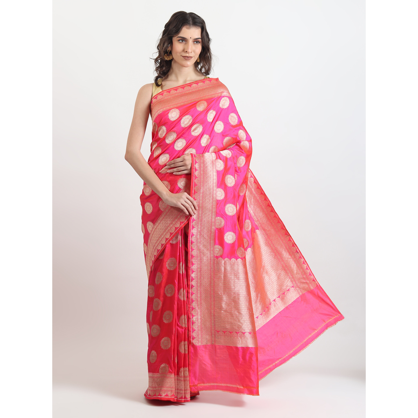 The Weavers Shop By Raavi Brocade Pure Katan Silk Handloom Banarasi Saree With Unstitched Blouse