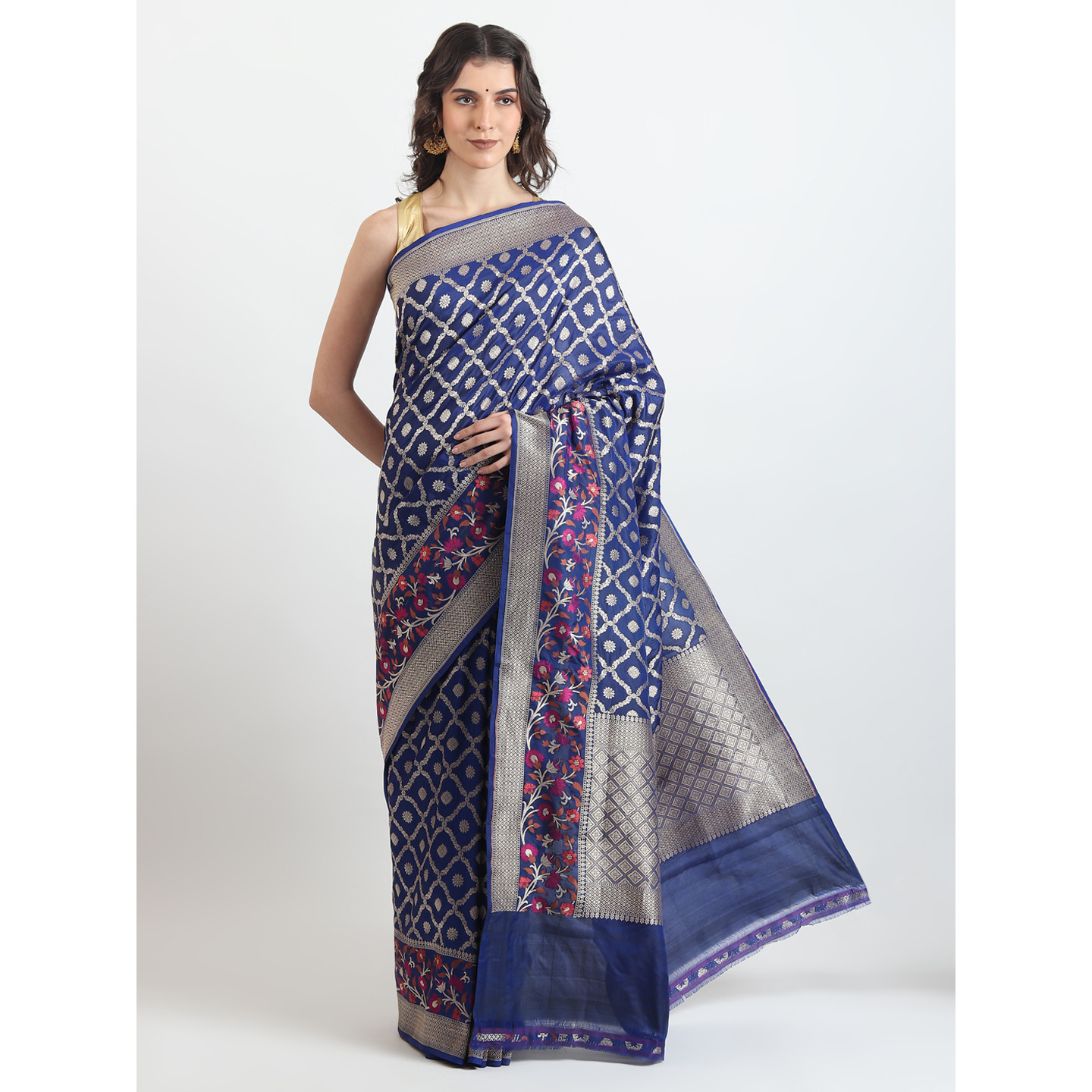 The Weavers Shop By Raavi Brocade Pure Katan Silk Handloom Banarasi Saree With Unstitched Blouse