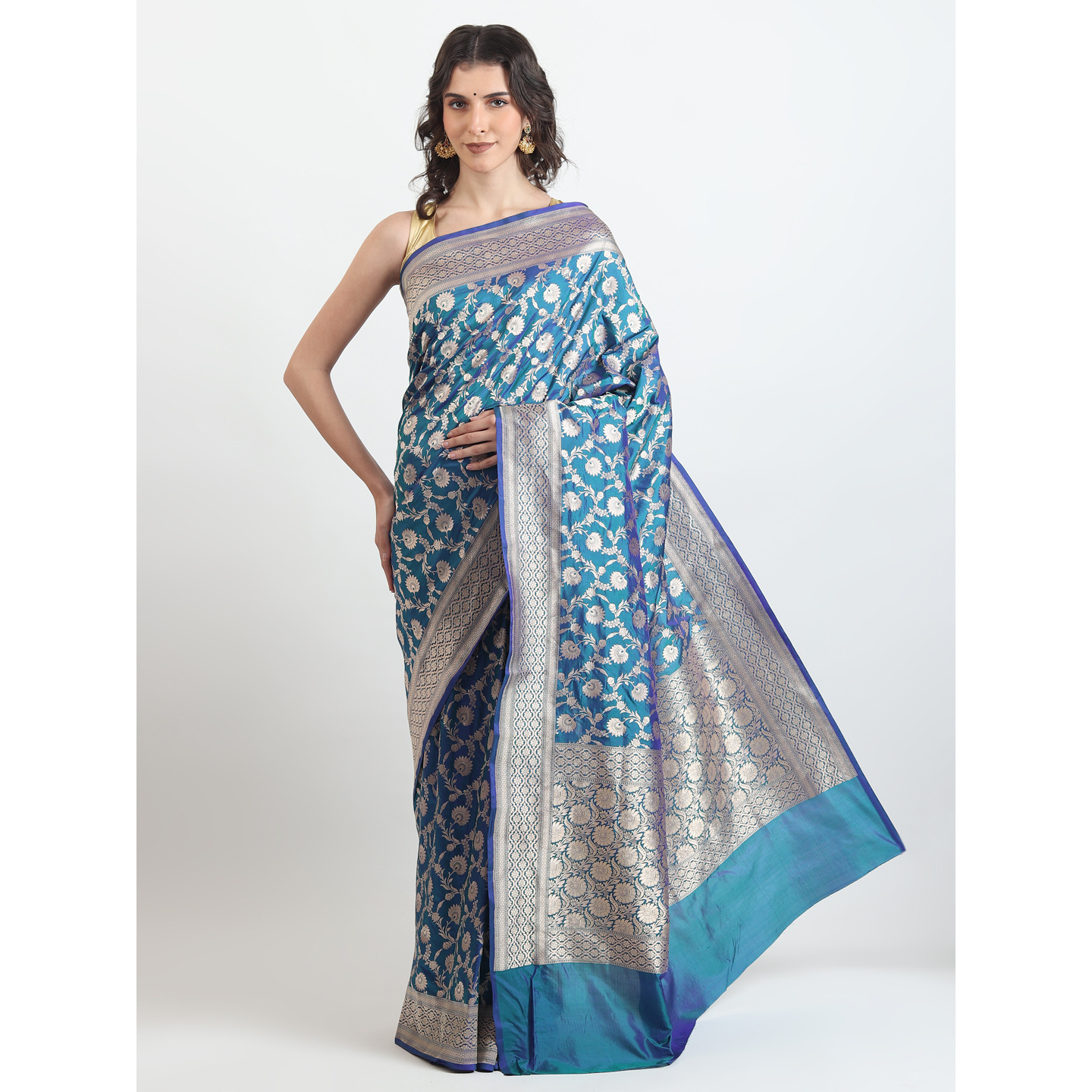 The Weavers Shop By Raavi Pure Banarsi Silk Saree With Unstitched Blouse