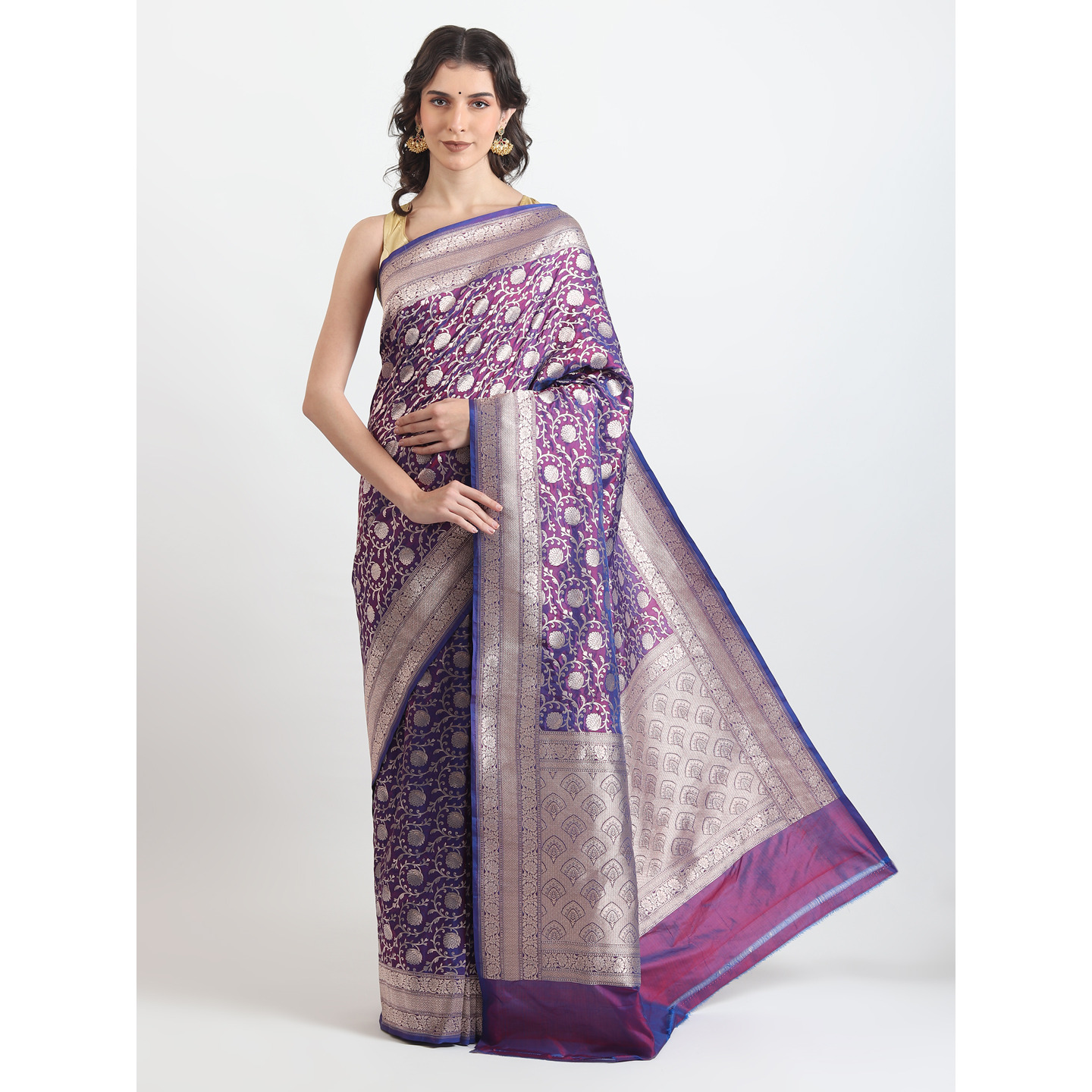The Weavers Shop By Raavi Brocade Pure Katan Silk Handloom Banarasi Saree With Unstitched Blouse