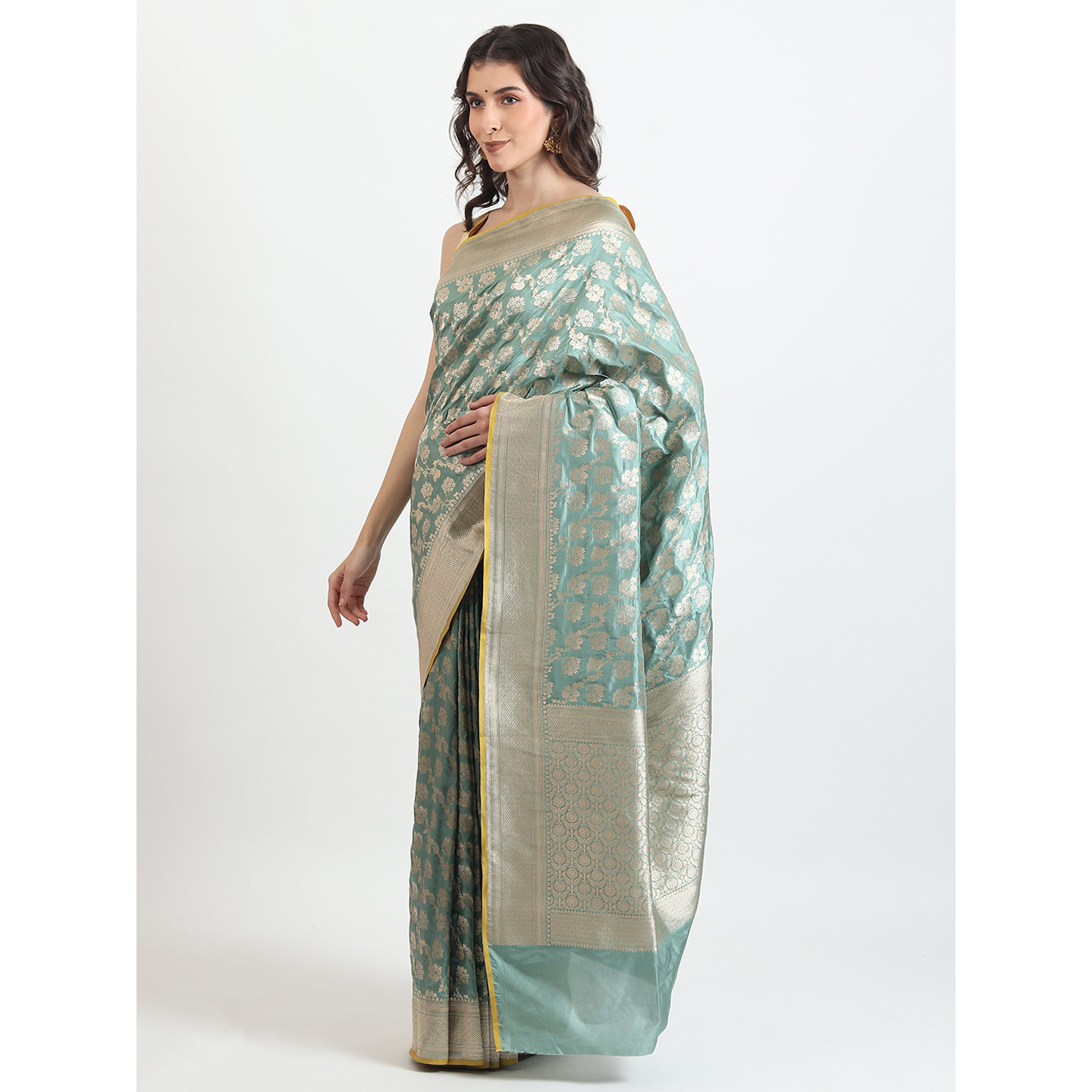 The Weavers Shop By Raavi Brocade Pure Katan Silk Handloom Banarasi Saree With Unstitched Blouse