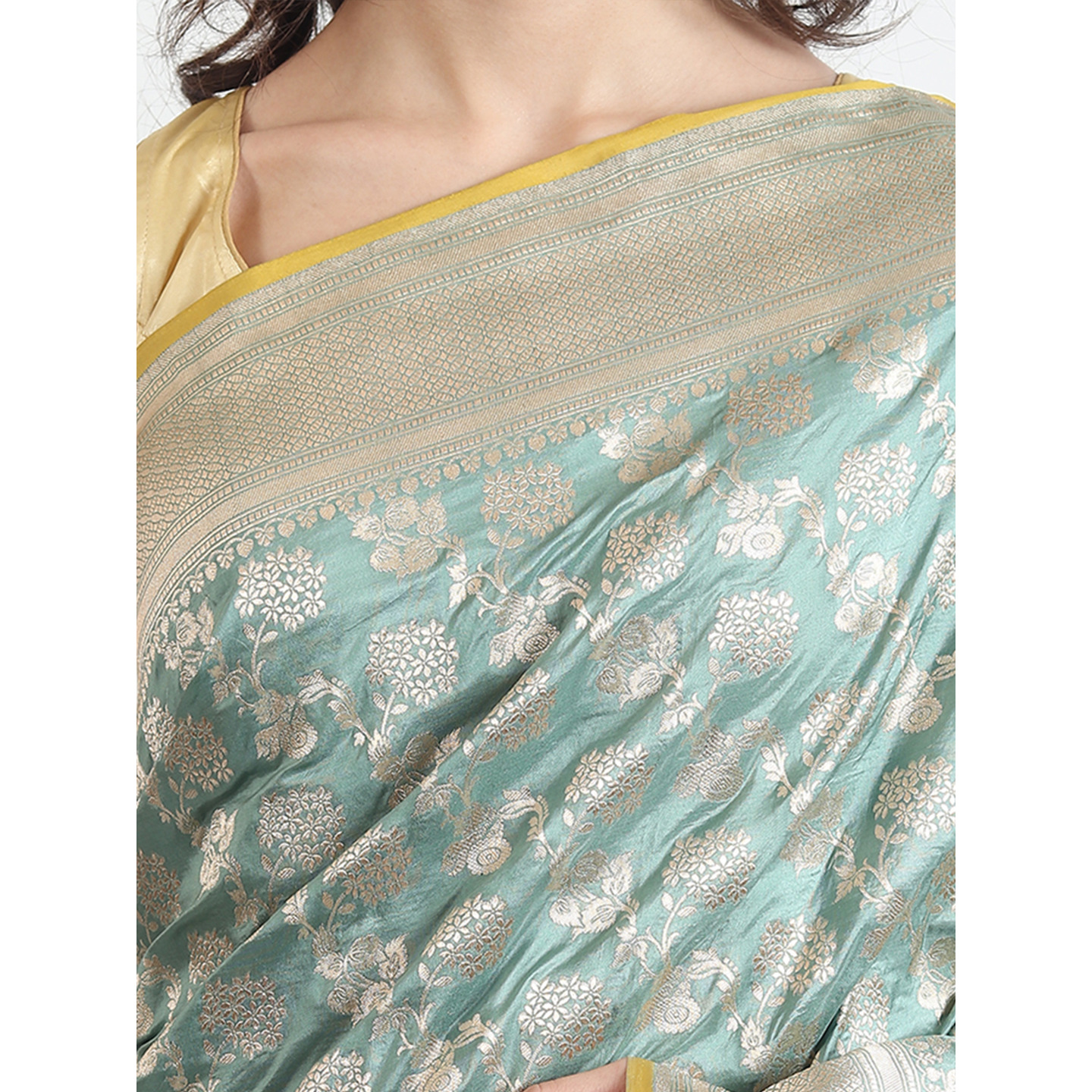 The Weavers Shop By Raavi Brocade Pure Katan Silk Handloom Banarasi Saree With Unstitched Blouse