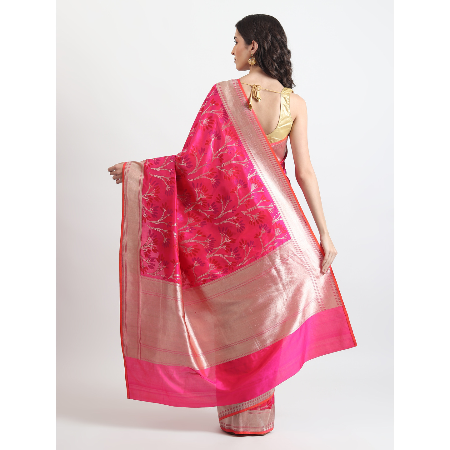 The Weavers Shop By Raavi Brocade Pure Katan Silk Handloom Banarasi Saree With Unstitched Blouse