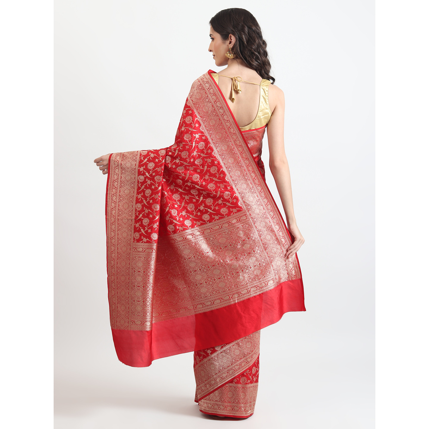 The Weavers Shop By Raavi Brocade Pure Katan Silk Handloom Banarasi Saree With Unstitched Blouse