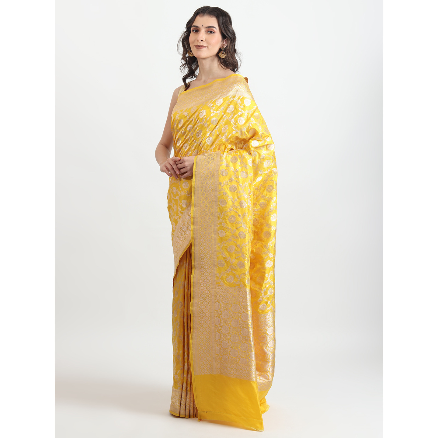 The Weavers Shop By Raavi Brocade Pure Katan Silk Handloom Banarasi Saree With Unstitched Blouse