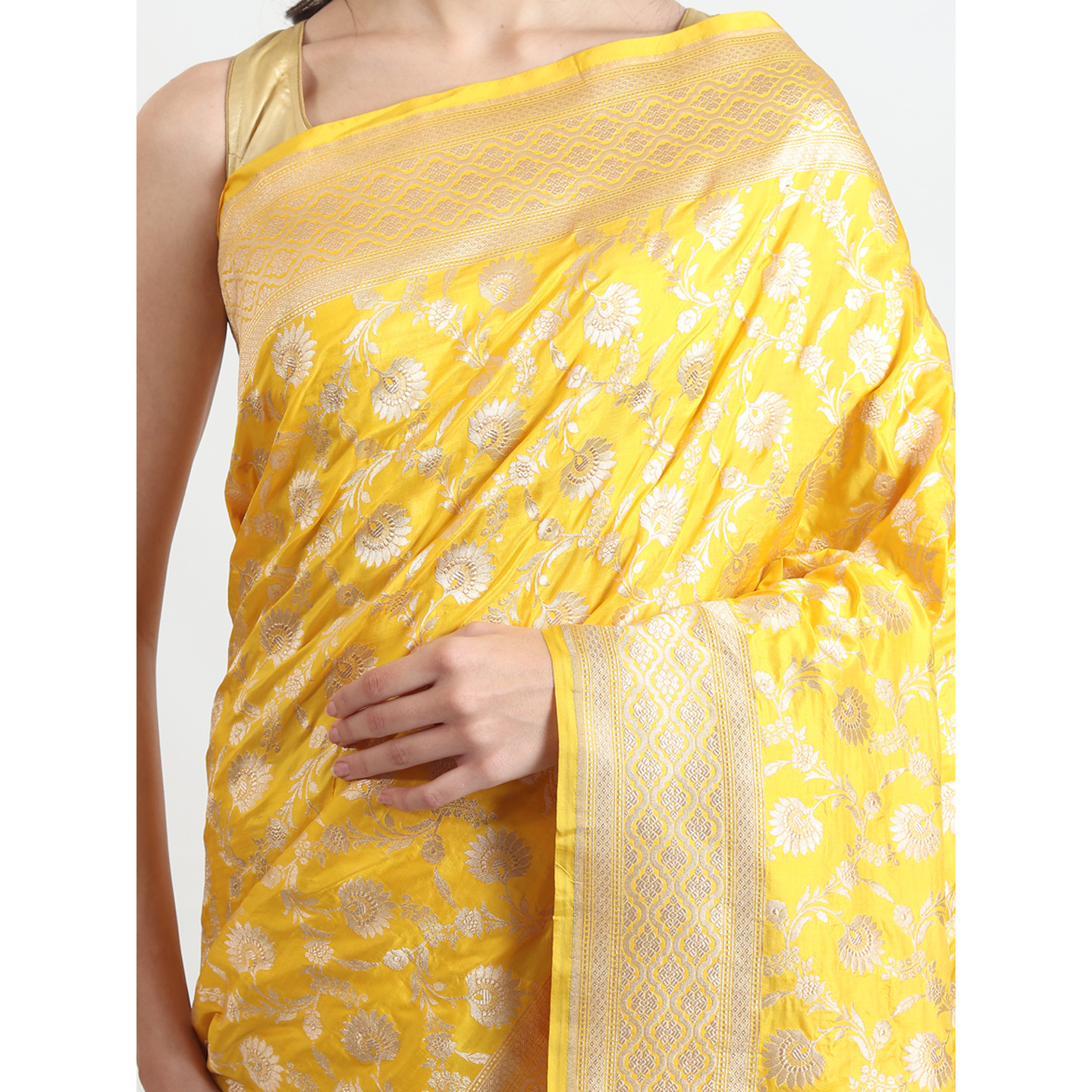 The Weavers Shop By Raavi Brocade Pure Katan Silk Handloom Banarasi Saree With Unstitched Blouse