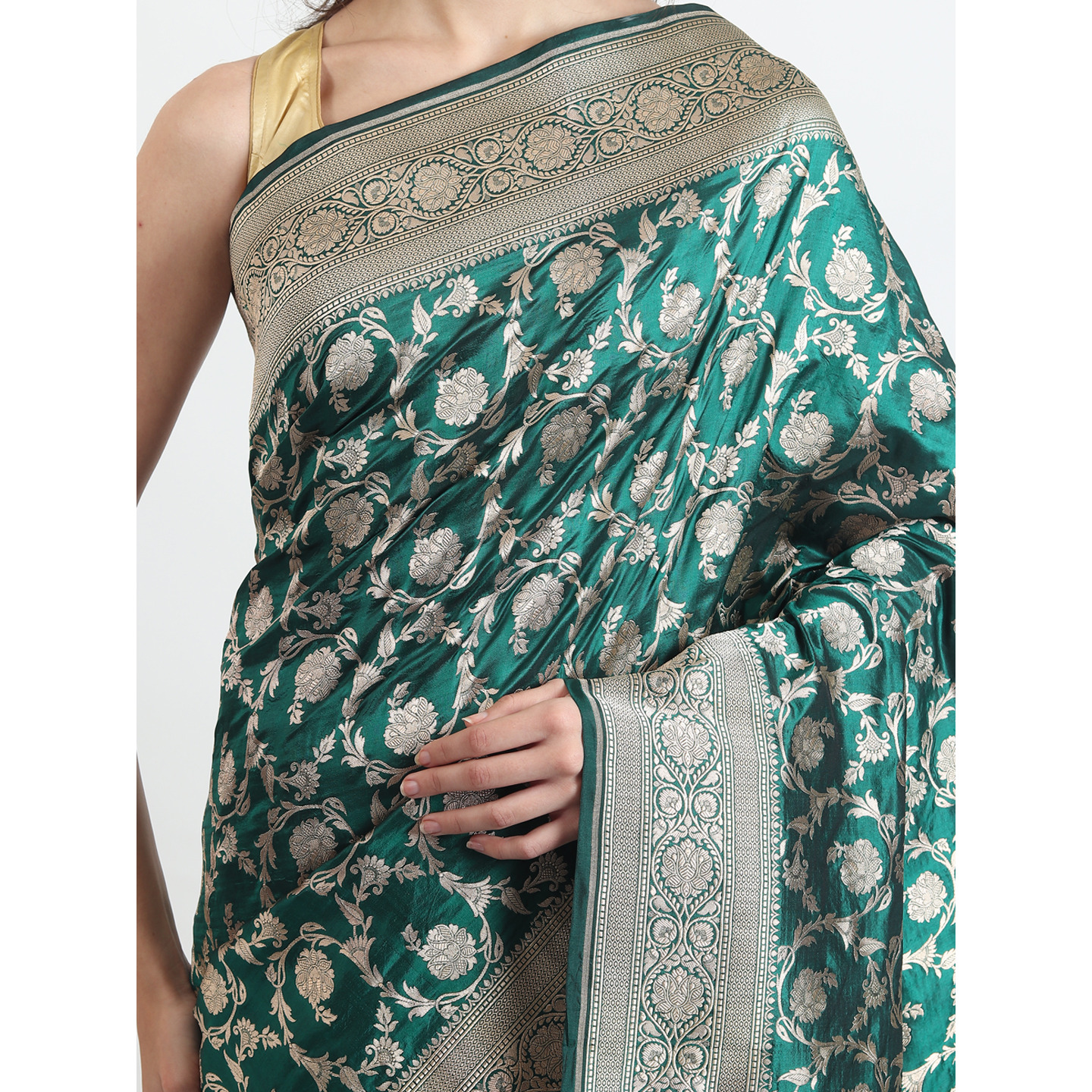 The Weavers Shop By Raavi Brocade Pure Katan Silk Handloom Banarasi Saree With Unstitched Blouse