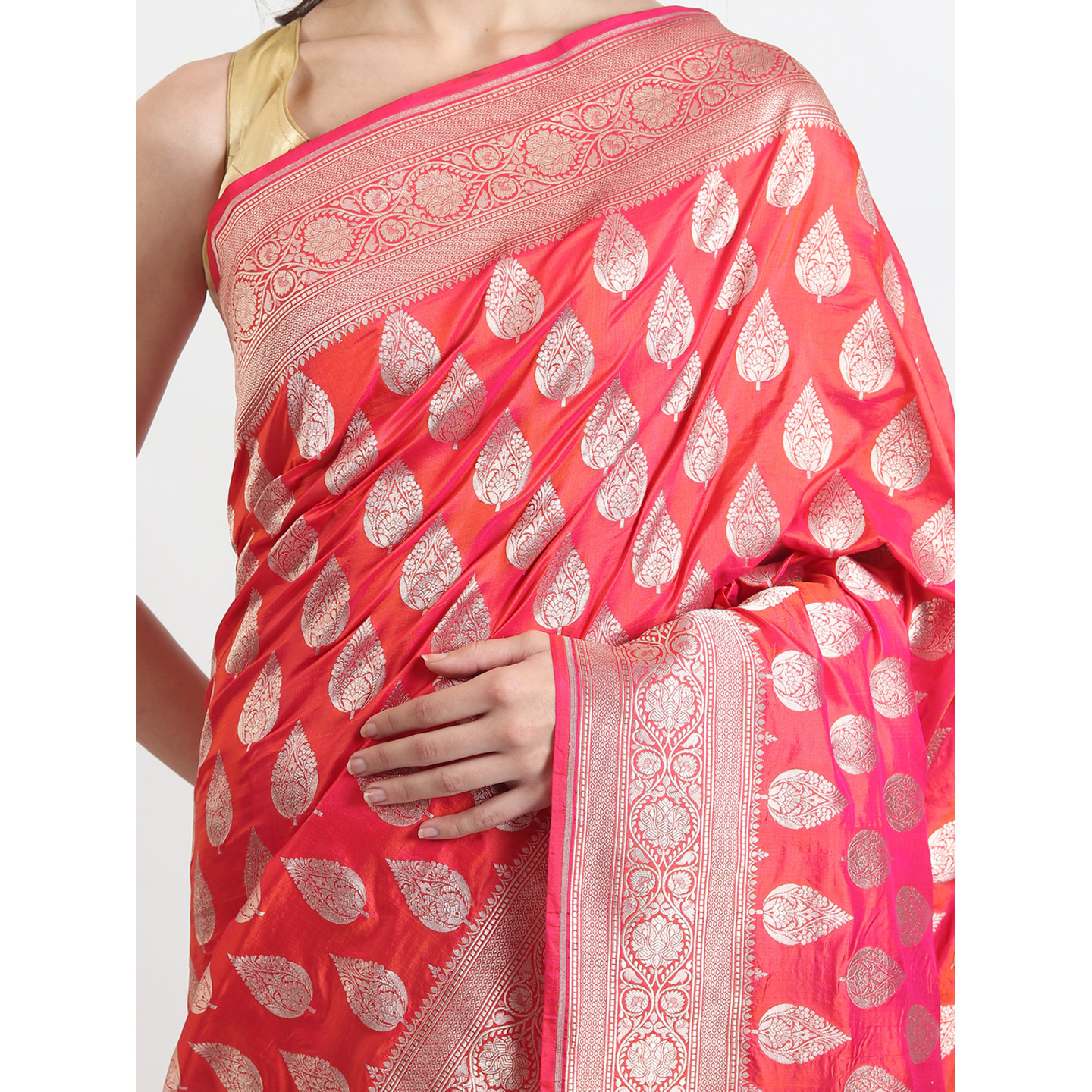 The Weavers Shop By Raavi Brocade Pure Katan Silk Handloom Banarasi Saree With Unstitched Blouse