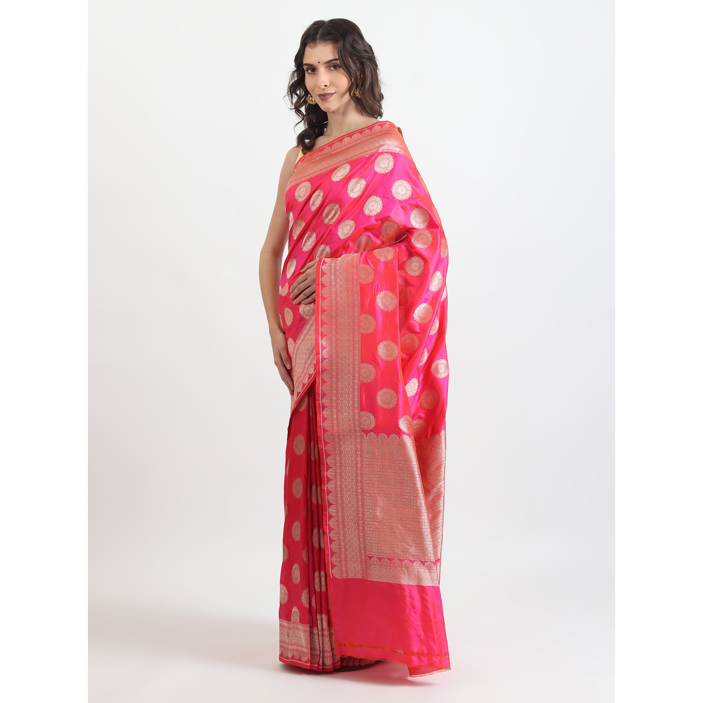 The Weavers Shop By Raavi Brocade Pure Katan Silk Handloom Banarasi Saree With Unstitched Blouse