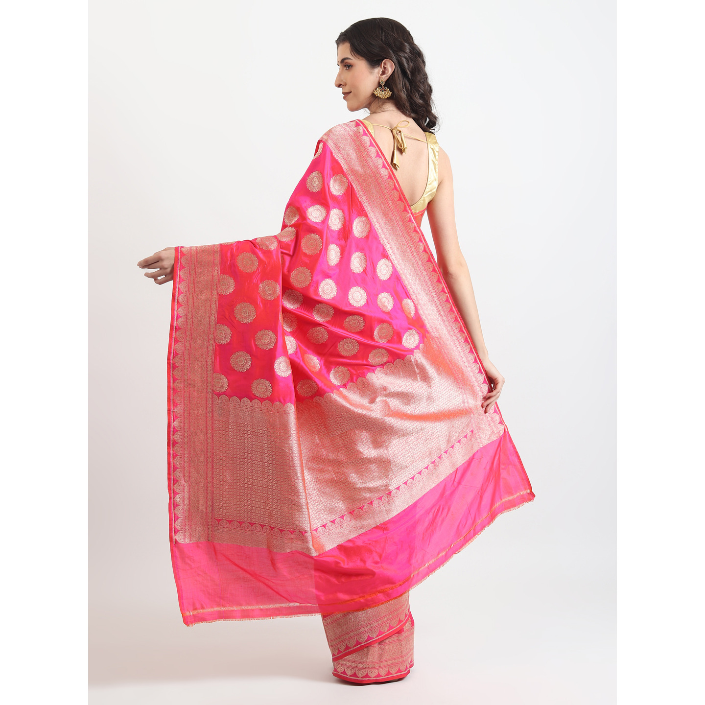 The Weavers Shop By Raavi Brocade Pure Katan Silk Handloom Banarasi Saree With Unstitched Blouse