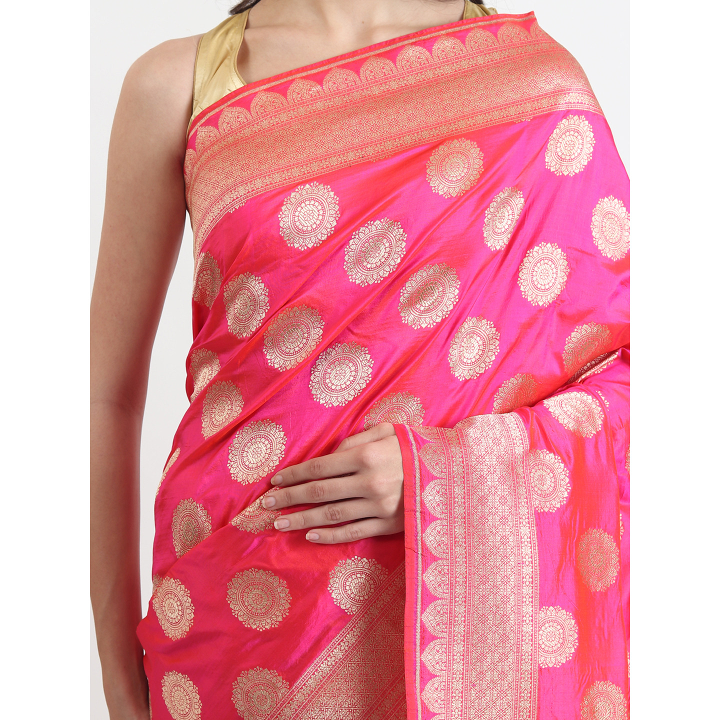 The Weavers Shop By Raavi Brocade Pure Katan Silk Handloom Banarasi Saree With Unstitched Blouse