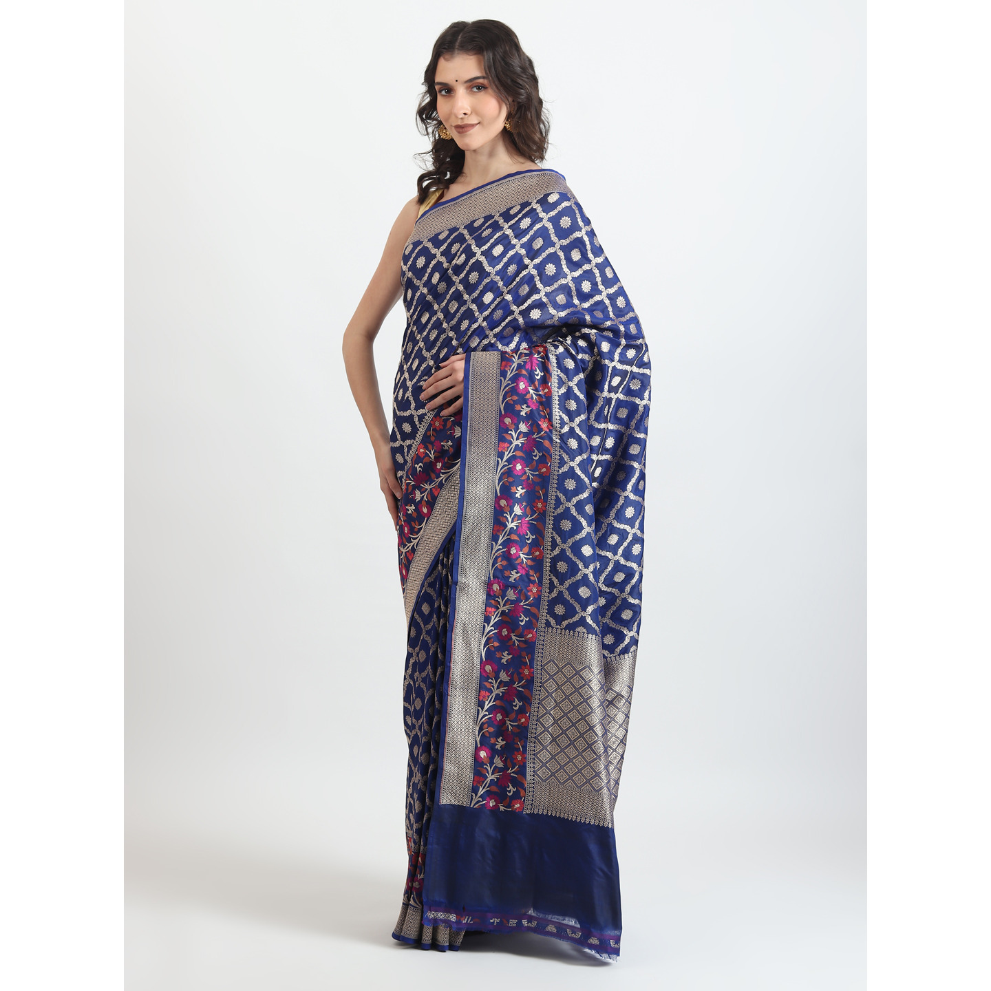 The Weavers Shop By Raavi Brocade Pure Katan Silk Handloom Banarasi Saree With Unstitched Blouse