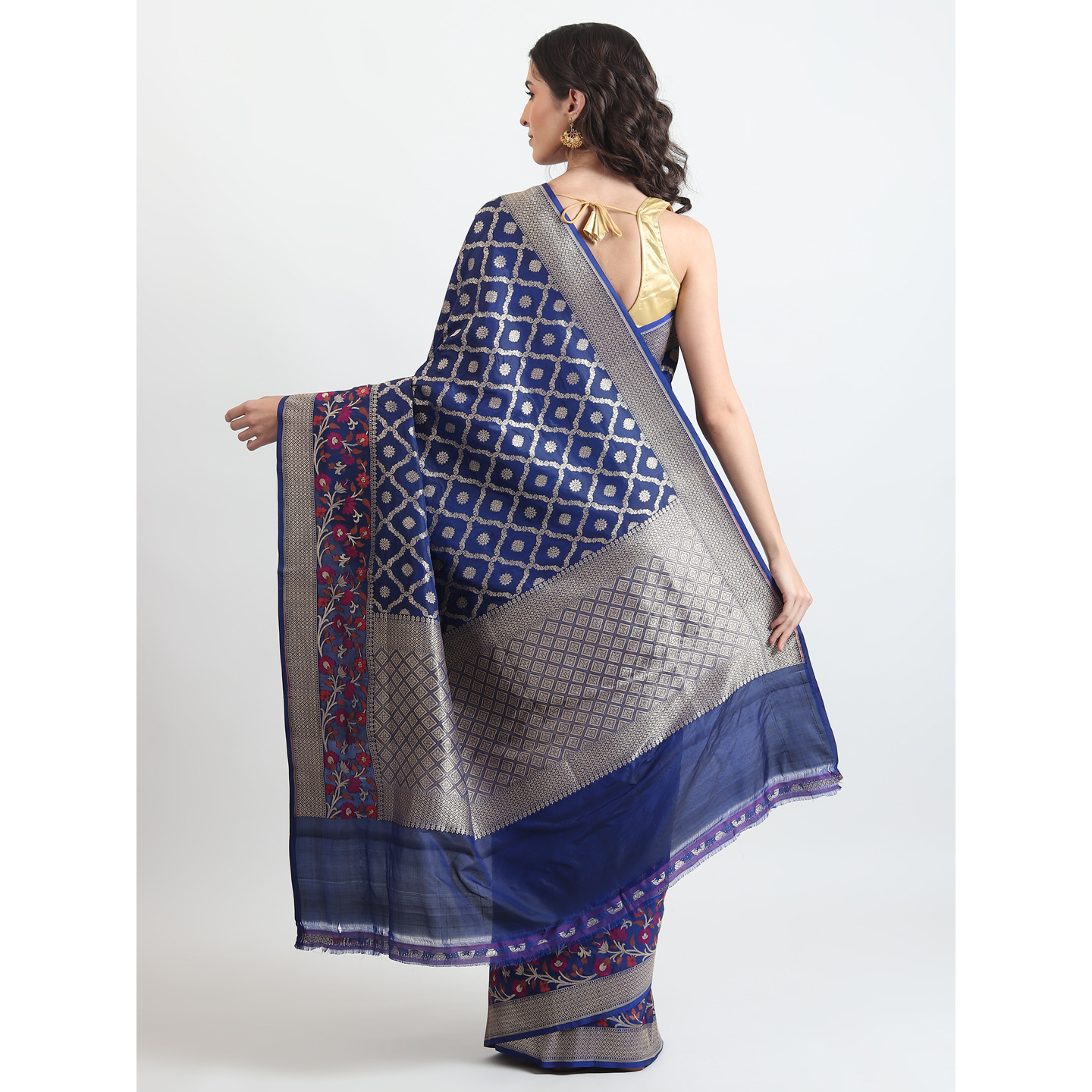 The Weavers Shop By Raavi Brocade Pure Katan Silk Handloom Banarasi Saree With Unstitched Blouse