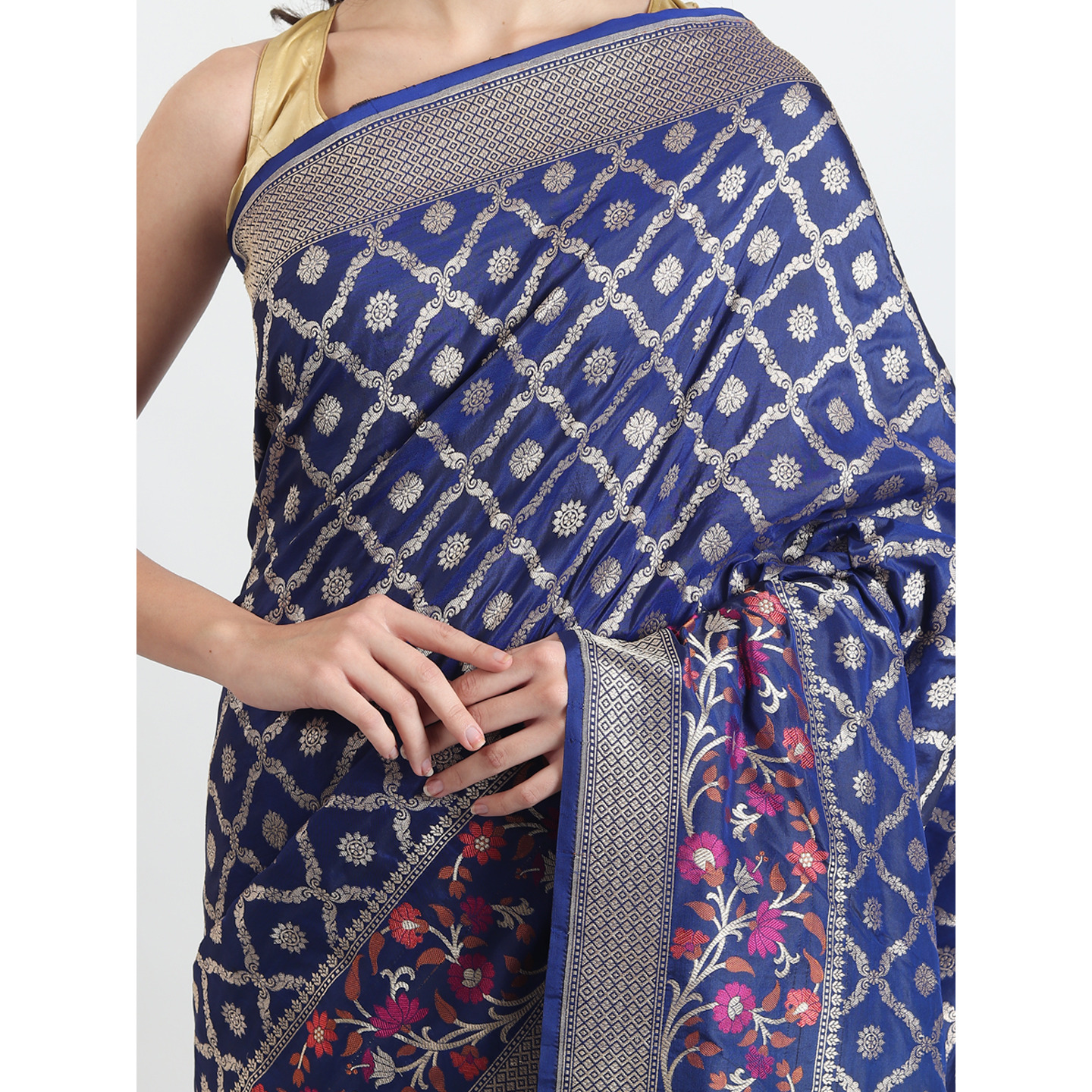 The Weavers Shop By Raavi Brocade Pure Katan Silk Handloom Banarasi Saree With Unstitched Blouse