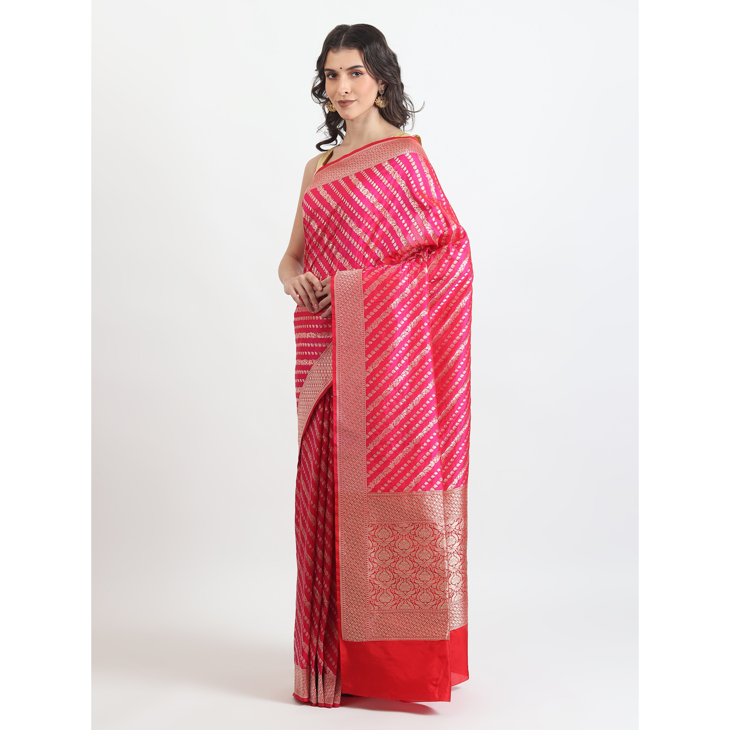 The Weavers Shop By Raavi Brocade Pure Katan Silk Handloom Banarasi Saree With Unstitched Blouse