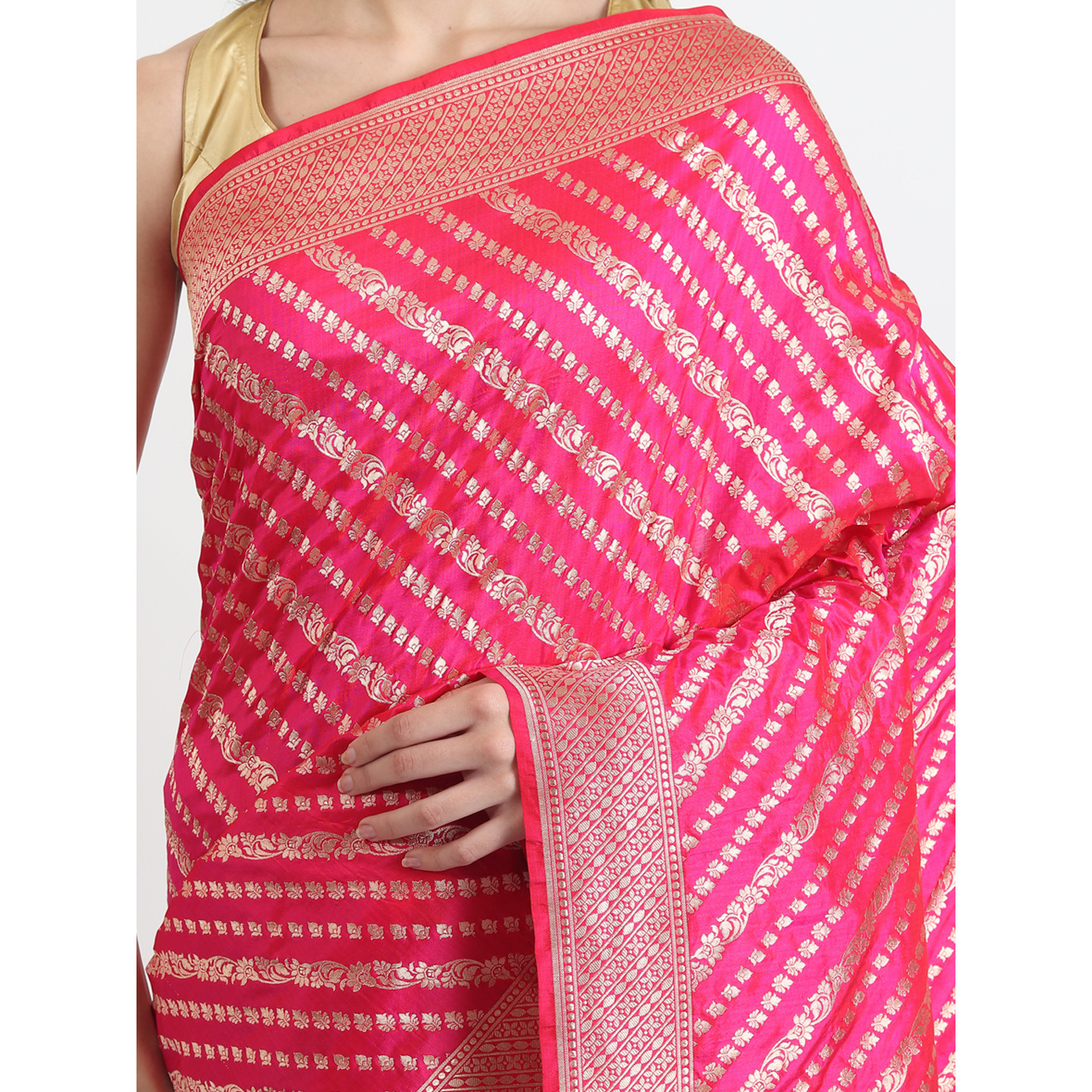 The Weavers Shop By Raavi Brocade Pure Katan Silk Handloom Banarasi Saree With Unstitched Blouse