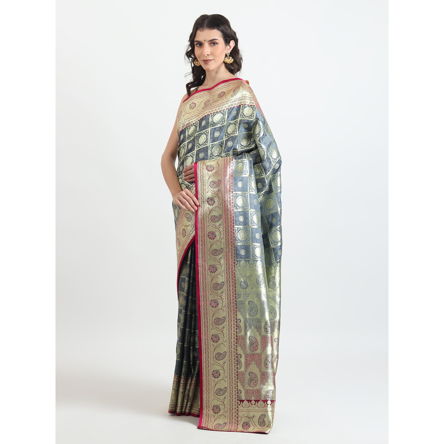 The Weavers Shop By Raavi Pure Banarsi Silk Saree With Unstitched Blouse