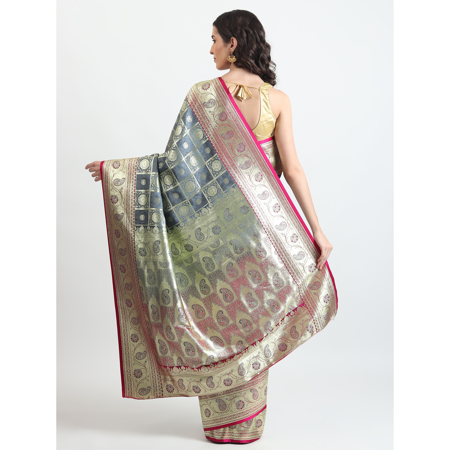 The Weavers Shop By Raavi Pure Banarsi Silk Saree With Unstitched Blouse