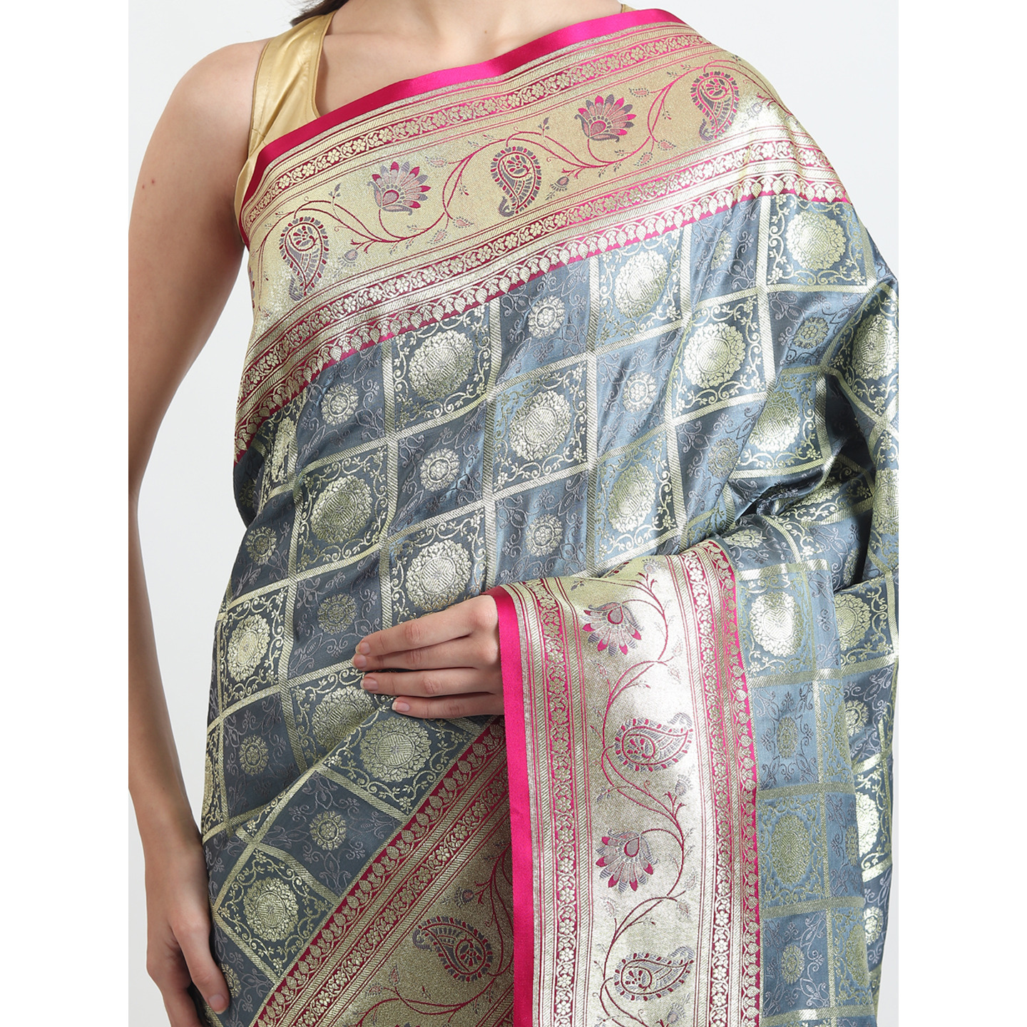The Weavers Shop By Raavi Pure Banarsi Silk Saree With Unstitched Blouse