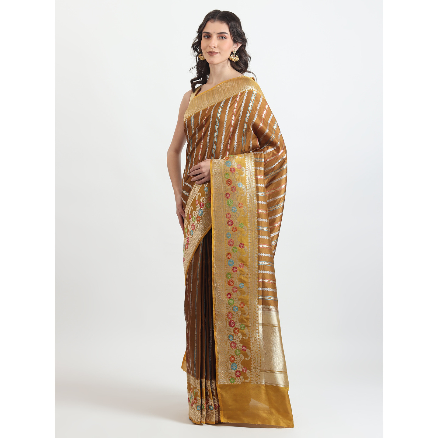 The Weavers Shop By Raavi Brocade Pure Katan Silk Handloom Banarasi Saree With Unstitched Blouse